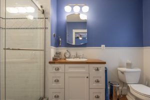 Combined bathroom colors of blue and white 3